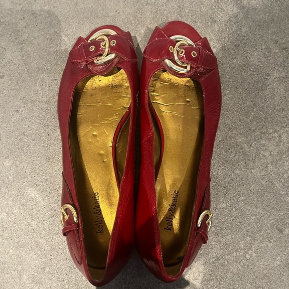 Patent red peep toe flats size 7.5 - Picture 6 of 8
